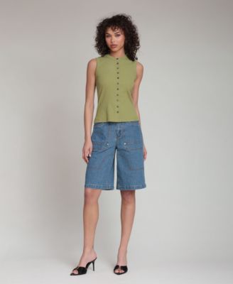 Avec Les Filles - Women's Button-Front Tank Top