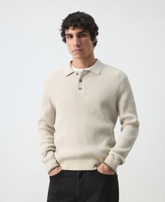 MANGO - Men's Cotton-Blend Braided Knitted Sweater