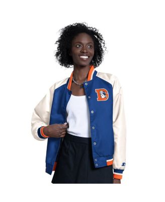 Starter - Women's Blue/White Denver Broncos Raglan Blitz Full-Snap Varsity Jacket