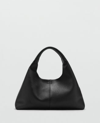 MANGO - Women's Stitching Detail Leather Shoulder Bag