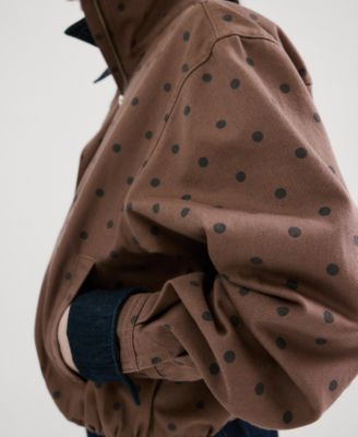 MANGO - Women's Polka-Dot Denim Bomber Jacket