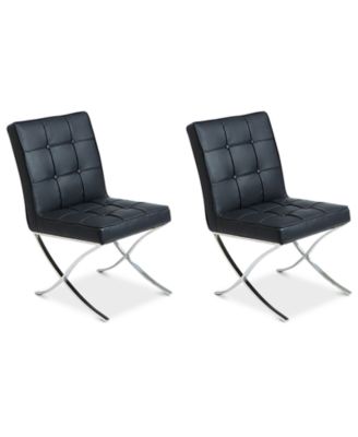 Noble House - Kalem Set of 2 Leather Side Chairs, Direct Ship