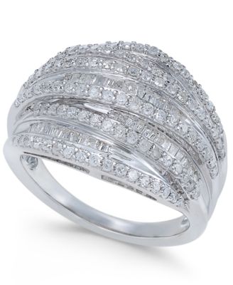 Macy's - Diamond Multi-Row Cluster Ring (1 ct. t.w.) in Sterling Silver