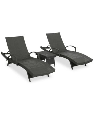 Noble House - Brandon Outdoor Chaise Lounge & Side Table 3-Pc. Set, Quick Ship