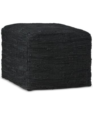 Simpli Home - Cotler Square Pouf, Quick Ship