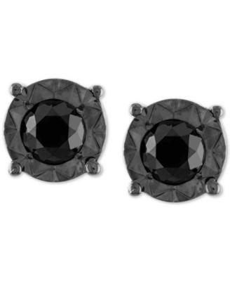 Macy's - Black Diamond (1/2 ct. t.w.) Stud Earrings in Sterling Silver