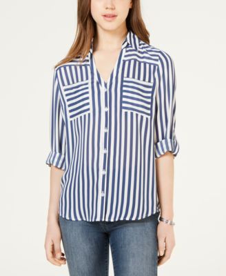 BCX - Juniors' Striped Button-Up Shirt