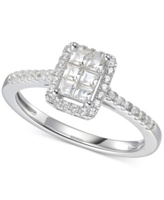 Macy's - Cubic Zirconia Square Cluster Ring in Sterling Silver