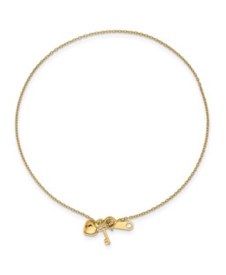 Macy's - Heart and Key Anklet in 14k Gold