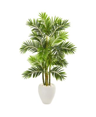 Nearly Natural - 63" Areca Palm Artificial Tree in White Planter