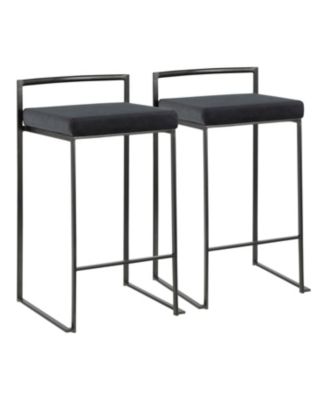 Lumisource - Fuji Black Counter Stool, Quick Ship