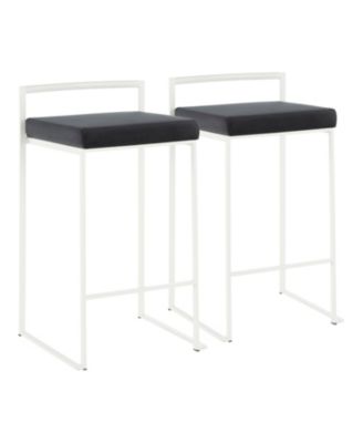 Lumisource - Fuji White Counter Stool, Quick Ship (Set of 2)