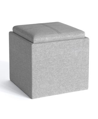 Simpli Home - Rockwood Cube Storage Ottoman with Tray
