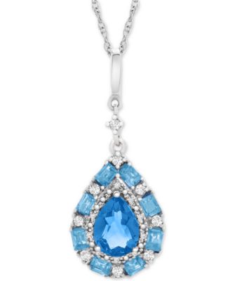 Multi-Gemstone Teardrop 18" Pendant Necklace (1 ct. t.w.) in Sterling Silver  image