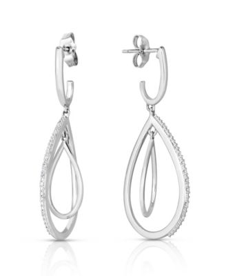 Macy's - Diamond Interlocking Drop Earrings (1/10 ct. t.w.) in Sterling Silver