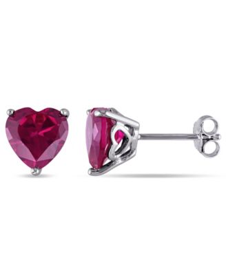 Macy's - Lab Grown Ruby (5 1/2 ct. t.w.) Heart Stud Earrings in Sterling Silver