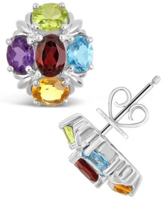 Macy's - Multi-Gemstone (3-1/5 ct. t.w.) Stud Earrings in Sterling Silver