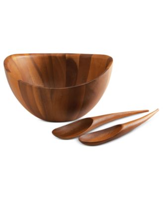 Nambe Harmony 3 Piece Wood Salad Bowl and Servers Set image