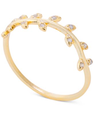 Macy's - Pav&eacute; Leaf Accent Ring in 14k Gold-Plated Sterling Silver