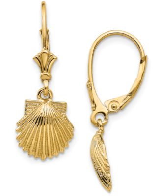 Macy's - Shell Leverback Drop Earrings in 14k Yellow Gold