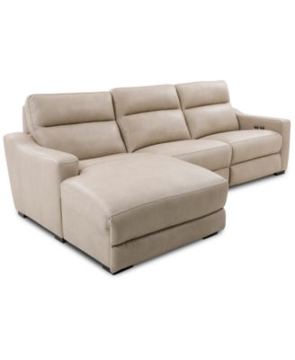 CLOSEOUT! Gabrine 3-Pc. Leather Sectional with 2 Power Headrests & Chaise, Created for Macy's image
