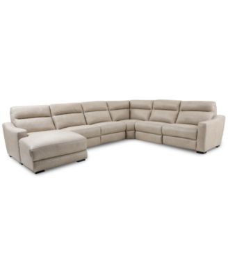CLOSEOUT! Gabrine 6-Pc. Leather Sectional with 3 Power Headrests and Chaise, Created for Macy's image