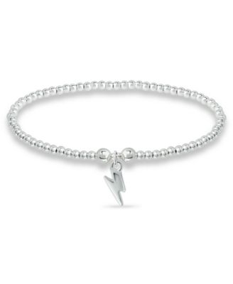 Bead Thunder Bolt Charm Bracelet in Silver Plate image