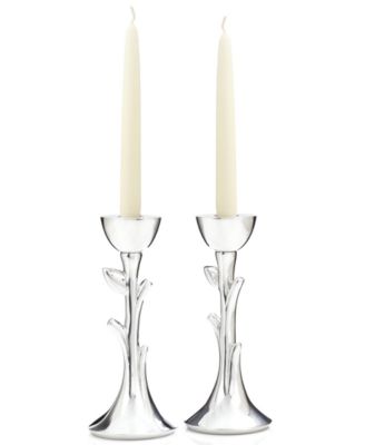 Nambe Judaica 8" Tree of Life Sabbath Candlesticks image
