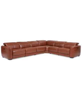 CLOSEOUT! Lexanna 6-Pc. Leather Sectional with 3 Power Motion Recliners, Created for Macy's image