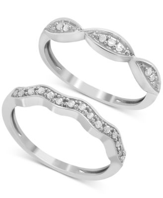 Macy's - 2-Pc. Diamond Bands (1/6 ct. t.w.) in Sterling Silver