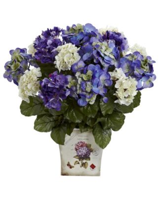 Nearly Natural - Mixed Hydrangea w/Floral Planter