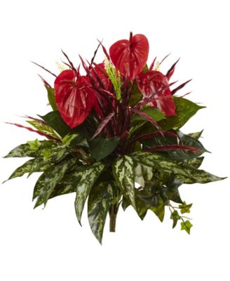 Nearly Natural - 2-Pc. 24" Mixed Anthurium Artificial Bush Set