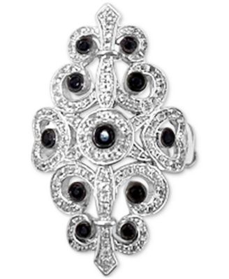 Macy's - Black & White Diamond Statement Ring (1 ct. t.w.) in Sterling Silver