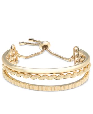 On 34th - Gold-Tone Twisted Slider Bracelet