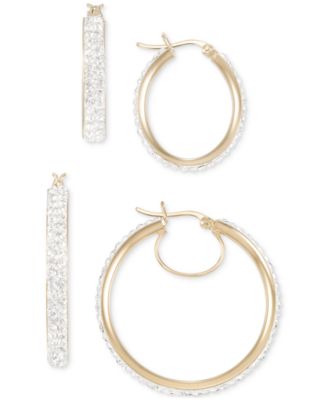 Macy's - 2-Pc. Set Crystal Pav&eacute; Oval & Round Hoop Earrings
