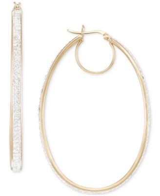 Macy's - Crystal Pav&eacute; Oval-Shape Click Top Hoop Earrings