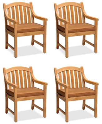 Set of 4 Bristol Teak Outdoor Dining Chairs, Created for Macy's image