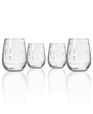 Fleur De Lis Stemless Wine Tumbler 17oz - Set of 4 Glasses image