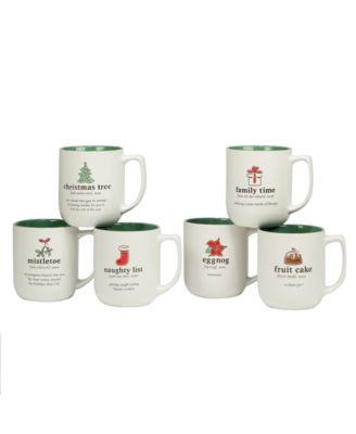 Christmas Fun Green Sayings 16 oz Mugs Set of 6 image