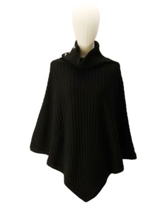Michael Kors - Women's Wide-Rib Button Turtleneck Poncho