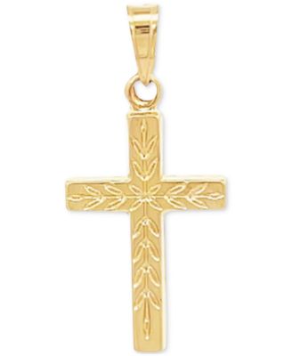 Macy's - Small Leaf Cross Pendant in 14k Gold