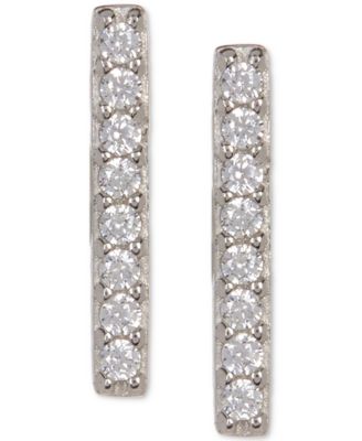 ADORNIA - Silver-Tone Crystal Bar Stud Earrings
