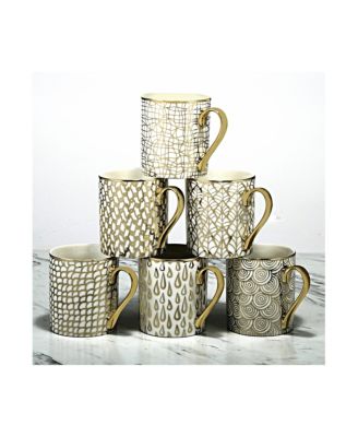Mosaic Gold Plated Mugs, Set of 6 image