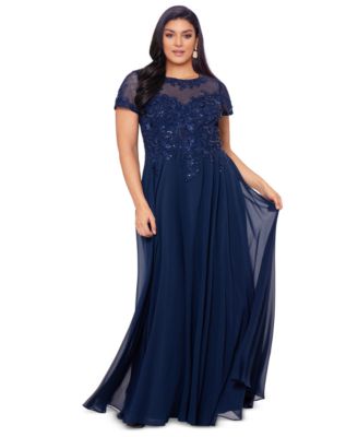 XSCAPE - Plus Size Beaded Chiffon Gown