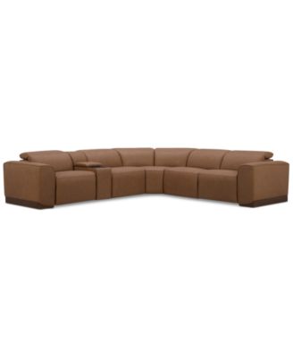 Lovro 6-Pc. Leather Sectional with 3 Power Motion Chairs & 1 Console, Created for Macy's image