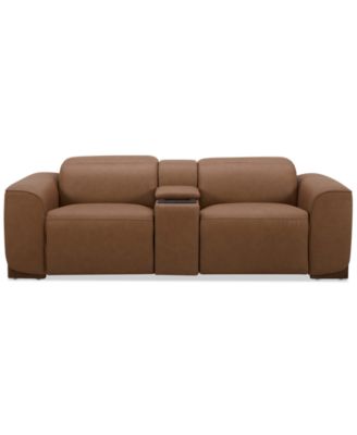 Furniture - Lovro 3-Pc. Leather Sofa with 2 Power Motion Chairs & 1 Console