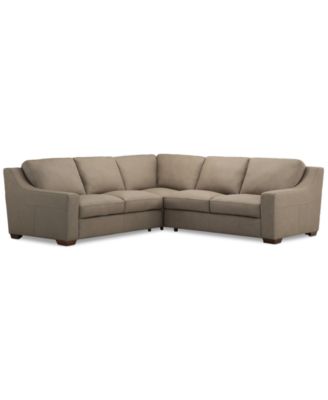 CLOSEOUT! Kovner 3-Pc. Leather Sectional Dual Sofa & Corner L-Shaped Set, Created for Macy's image