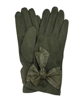 Marcus Adler - Suede Glove with Faux Leather Bow