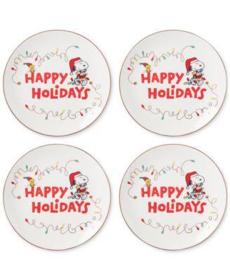 Snoopy & Woodstock Holiday Accent Plates, Set of 4 image