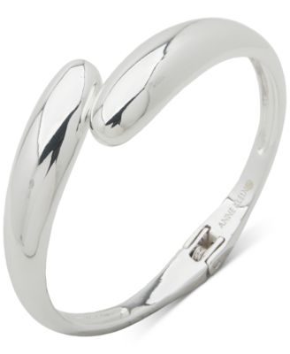 Anne Klein - Silver-Tone Open Spring Hinge Bangle Bracelet